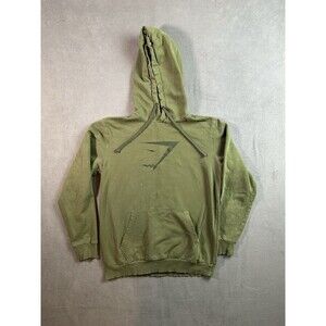 Gymshark Hoodie Mens Medium Green Sweatshirt Pullover Logo Training